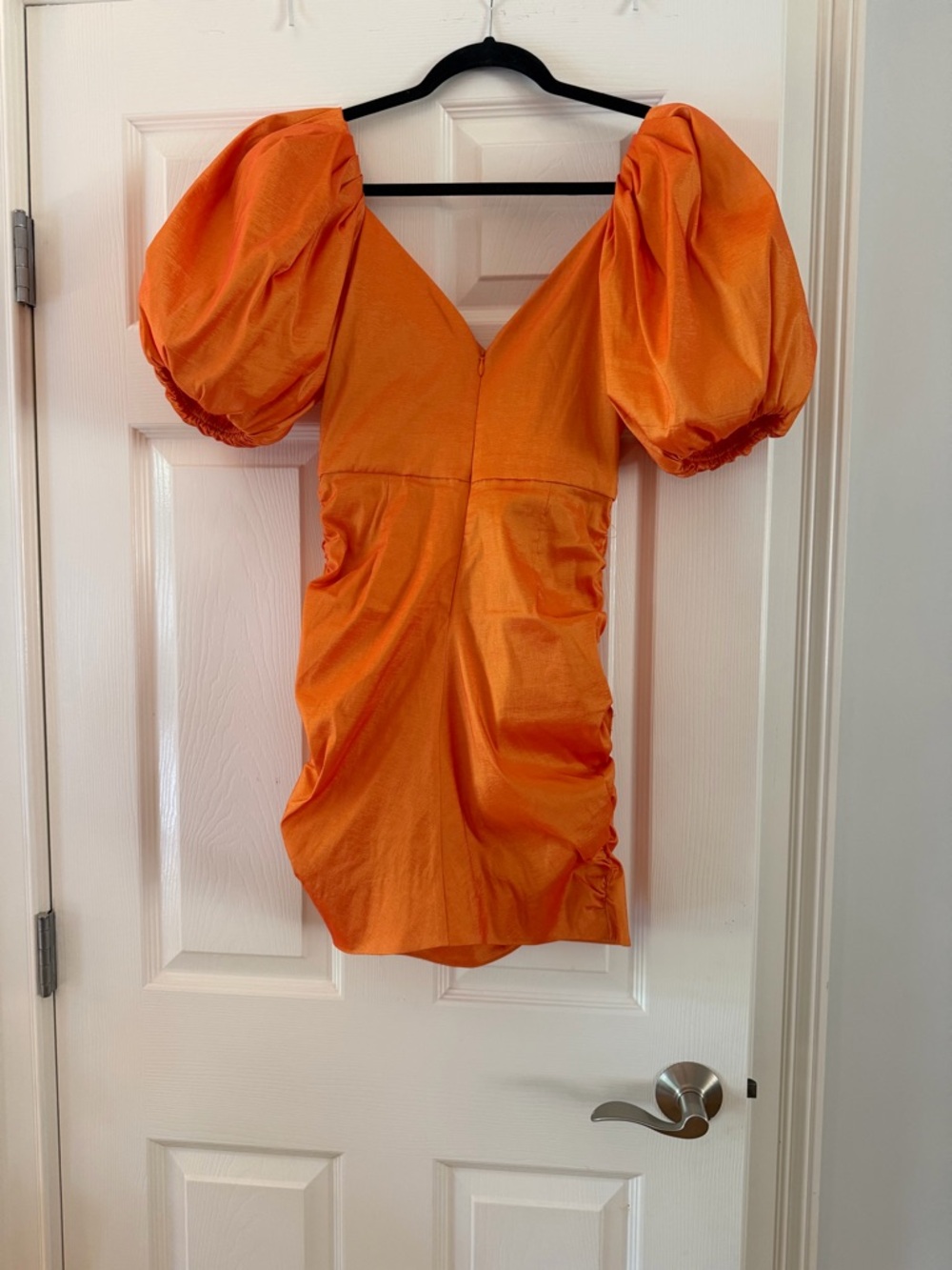 Lovers + Friends Orange Satin Puff-Sleeve Mini - Picture 4 of 6